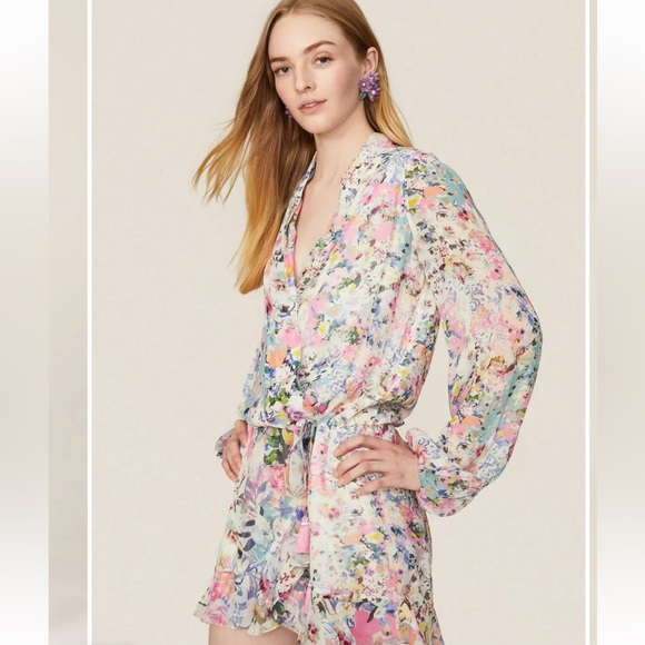 Rococo Sand Floral Wrap Mini Dress - Picture 3 of 6